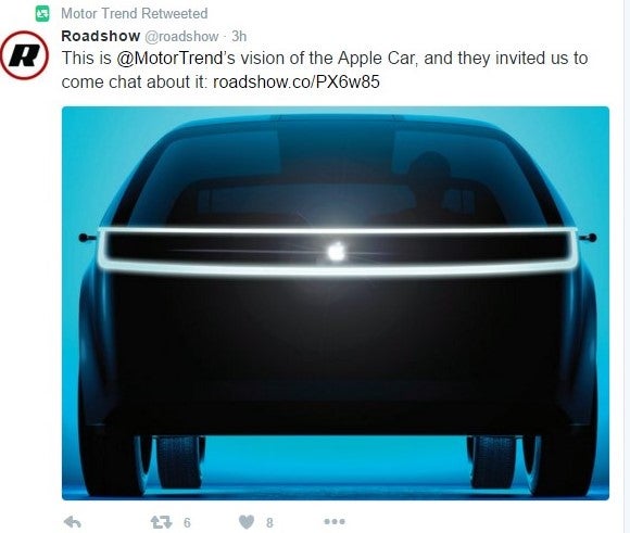 This is @MotorTrend's vision of the Apple Car, and they invited us to come chat about it: roadshow.co/PX6w85