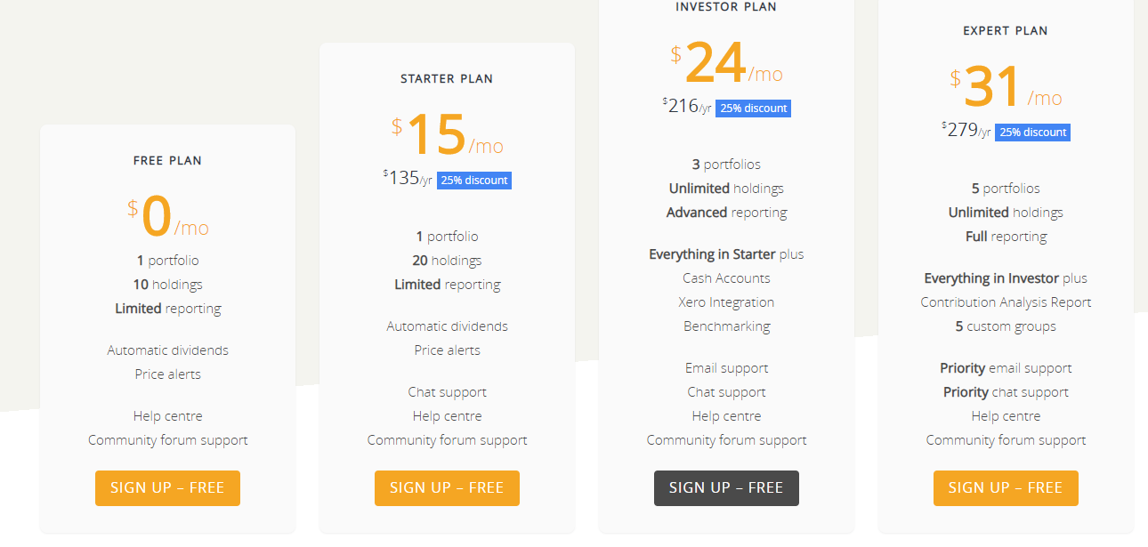 Sharesight offers multiple account types