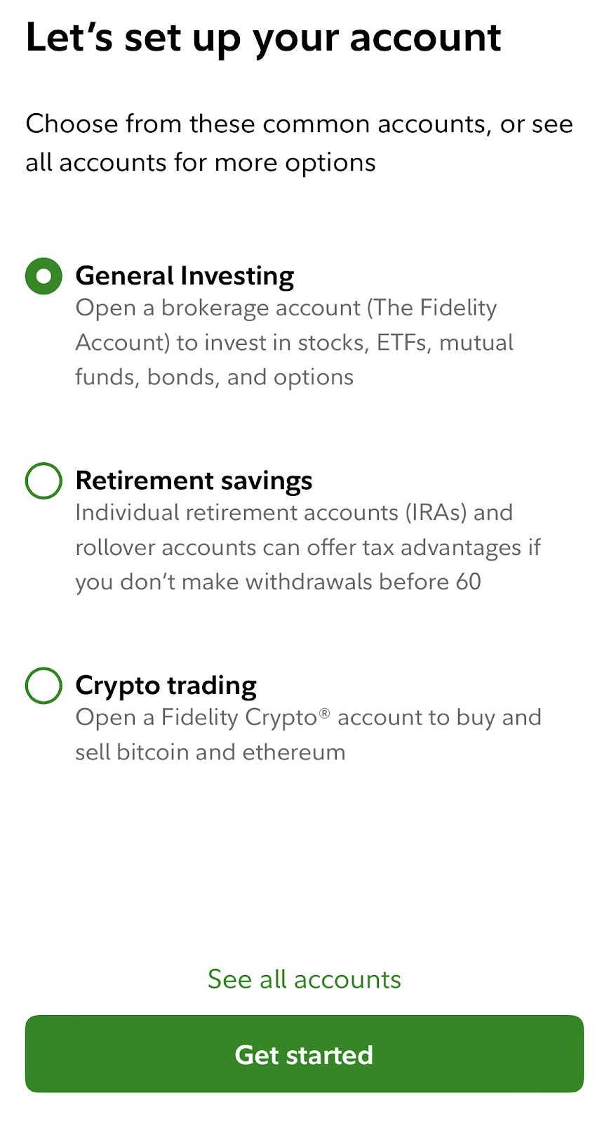 setting up a fidelity account